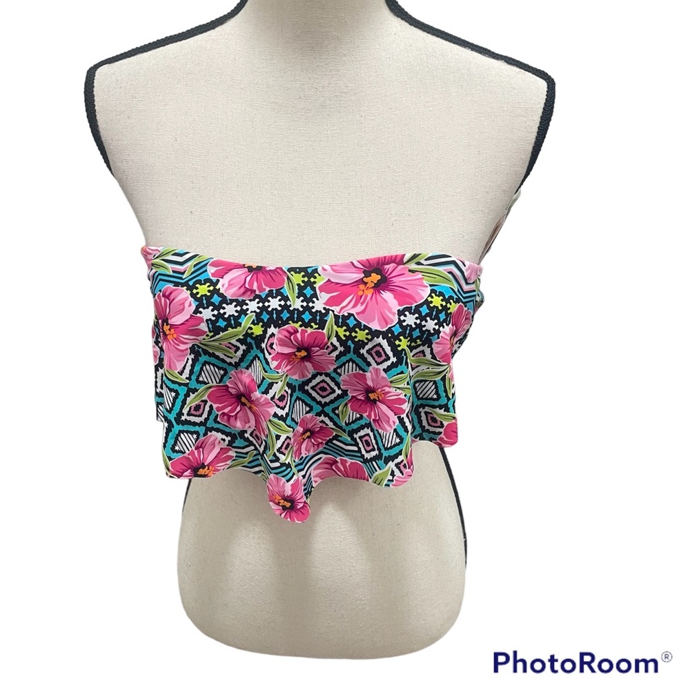 Hawaiian Tropic floral handkerchief bandeau SPF50 bikini top Size S